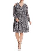 Michael Michael Kors Plus Animal Print Cold-shoulder Dress