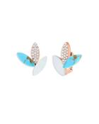 Roberto Coin 18k Rose Gold Petals Turquoise, Mother Of Pearl & Diamond Leverback Earrings