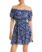 Aqua Off-the-shoulder Smocked Mini Dress - 100% Exclusive