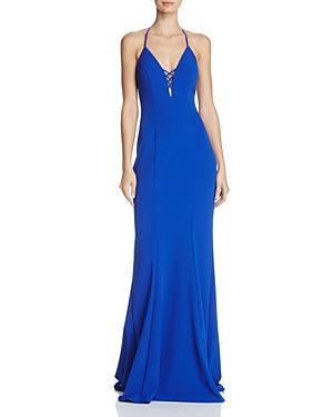 Faviana Couture V-neck Ruffle Back Gown