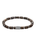 John Hardy Sterling Silver Classic Chain Beaded Bronzite Bracelet