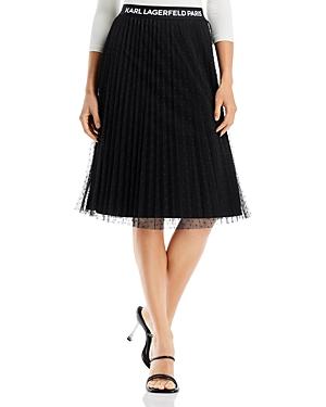 Karl Lagerfeld Paris Pleated Dotted Mesh Skirt