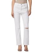 Hudson Thalia Distressed Straight Leg Ankle Jeans In White Mustang