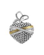 Lagos 18k Gold And Sterling Silver Caviar Bead Heart Charm Pendant With Diamonds
