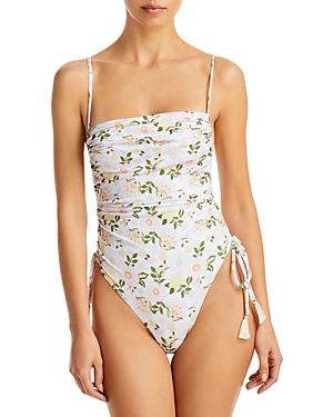 Capitanna Irene White Garden Printed One Piece Swimsuit