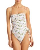 Capitanna Irene White Garden Printed One Piece Swimsuit