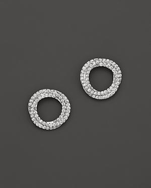 Diamond Circle Stud Earrings In 14k White Gold, .45 Ct. T.w.