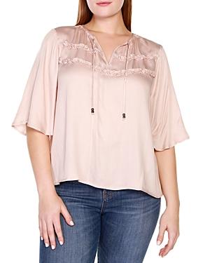Belldini Plus Ruffle Keyhole Top