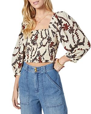 Joie Benison Smocked Square Neck Puff Sleeve Top