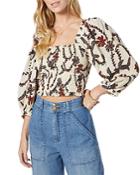 Joie Benison Smocked Square Neck Puff Sleeve Top
