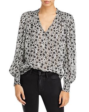 Aqua Draped Floral Print & Metallic Top - 100% Exclusive