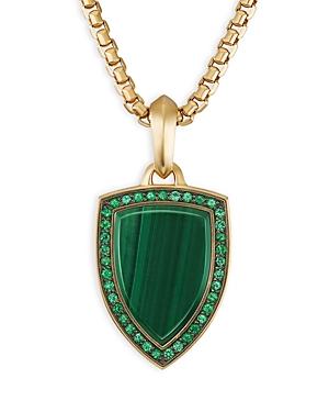 David Yurman Shield Amulet In 18k Yellow Gold With Malachite And Pave Emeralds