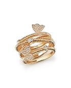 Diamond Beaded Ring With Butterflies In 14k Yellow Gold, .50 Ct. T.w. - 100% Exclusive