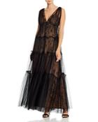 Bcbgmaxazria Tulle-overlay Lace Gown