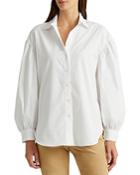 Lauren Ralph Lauren Broadcloth Blouson Sleeve Shirt