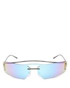 Prada Women's Mirrored Brow Bar Rimless Shield Sunglasses, 160mm