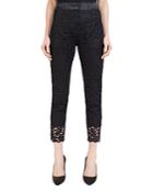 The Kooples Cropped Satin-waist Lace Pants