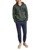 Marine Layer Corbet Quilted Color Blocked Standard Fit Quarter Snap Hoodie