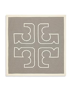 Tory Burch Pin Stripe Logo Silk Scarf