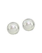 Aqua Cultured Freshwater Pearl Halo Button Earrings - 100% Exclusive
