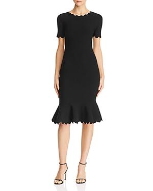 Milly Scallop Trim Fluted Dress