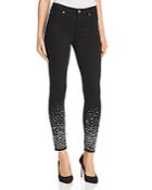 7 For All Mankind Embellished Ankle Skinny Jeans In B(air) Black With Rhinestones