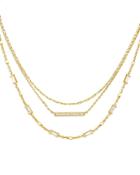 Kendra Scott Addison Pave Bar & Baguette Cubic Zirconia Layered Necklace In 14k Gold Plated, 16-18