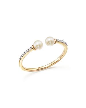 Mateo 14k Yellow Gold Duo Cultured Freshwater Pearl And Diamond Ring