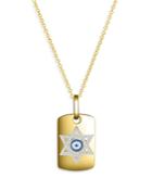 Bloomingdale's Diamond Star Of David Dog- Tag Pendant Necklace In 14k Yellow Gold With Enamel, 0.20 Ct. T.w. - 100% Exclusive