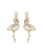 Capucine De Wolf Flirty Flamingo Mother Of Pearl Drop Earrings In 18k Gold Plate