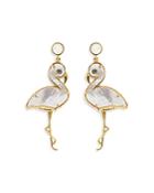 Capucine De Wolf Flirty Flamingo Mother Of Pearl Drop Earrings In 18k Gold Plate