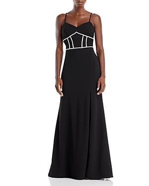 Aqua Embellished Scuba Crepe Gown - 100% Exclusive