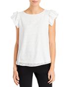 T Tahari Pleated Cap Sleeve Top