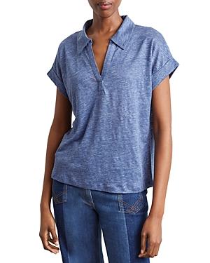 Gerard Darel Annette Linen Polo Collar Top