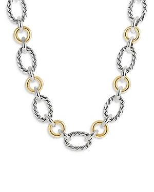 David Yurman Sterling Silver And 18k Yellow Gold Cable And Smooth Link Necklace, 18