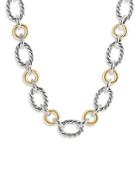 David Yurman Sterling Silver And 18k Yellow Gold Cable And Smooth Link Necklace, 18