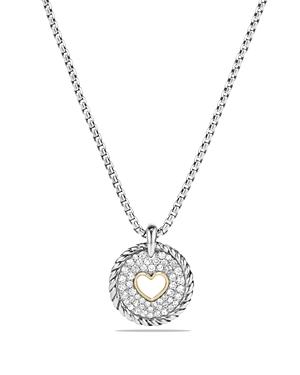 David Yurman Cable Collectibles Heart Charm Necklace With Diamonds With 18k Gold