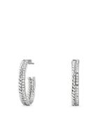 David Yurman Stax Hoop Earrings With Diamonds In 18k White Gold