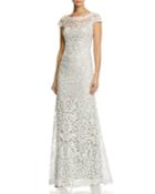 Tadashi Shoji Petites Embroidered Lace Gown