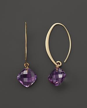 14k Yellow Gold Simple Sweep Earrings With Amethyst