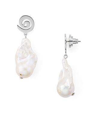 Tory Burch Spiral Cultured Freshwater Pearl Earrings