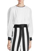 Alice + Olivia Dakota Silk-trimmed Pleated Top