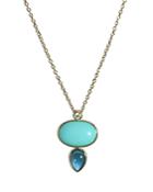 Bloomingdale's Turquoise, London Blue Topaz & Diamond Pendant Necklace In 14k Yellow Gold, 17 - 100% Exclusive