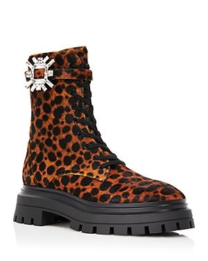 Stuart Weitzman Women's Crystal Nova Buckle Bedford Combat Boots
