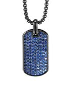 David Yurman Black Titanium & Sterling Silver Pave Streamline Tag With Blue Saphhires