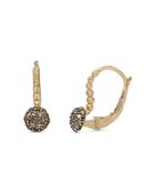 Michael Aram 18k Yellow Gold Molten Leverback Earrings With Pave Brown Diamonds