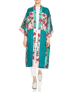Sandro Ting Printed Color Blocked Kimono Jacket