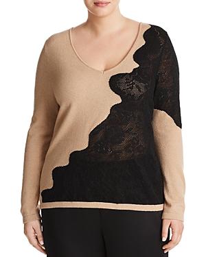 Marina Rinaldi Arabesco Lace-overlay Sweater