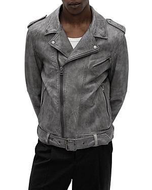Hugo Slim Fit Lowis Leather Biker Jacket