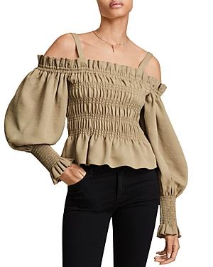 Allsaints Lary Smocked Cold Shoulder Top